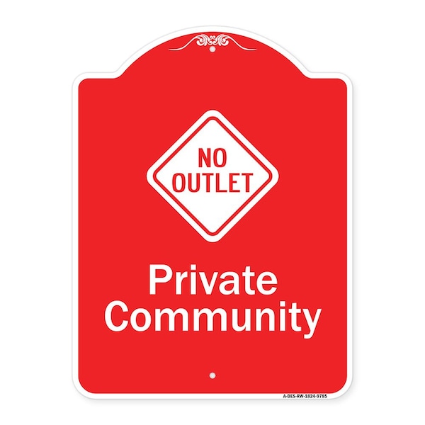 Signmission Private Community With No Outlet Symbol Heavy-Gauge Aluminum Architectural Sign, 24" H, RW-1824-9785 A-DES-RW-1824-9785 - main